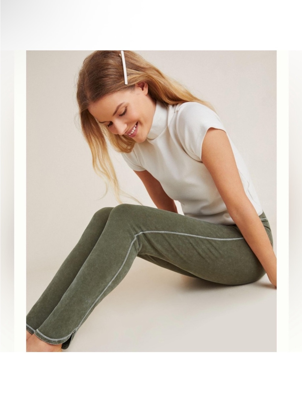 Saturday Sunday by Anthropologie Olive Green Ruthie Leggings Size L